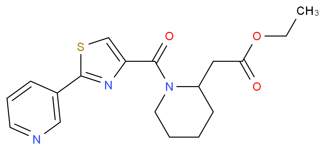 ethyl (1-{[2-(3-pyridinyl)-1,3-thiazol-4-yl]carbonyl}-2-piperidinyl)acetate_Molecular_structure_CAS_)