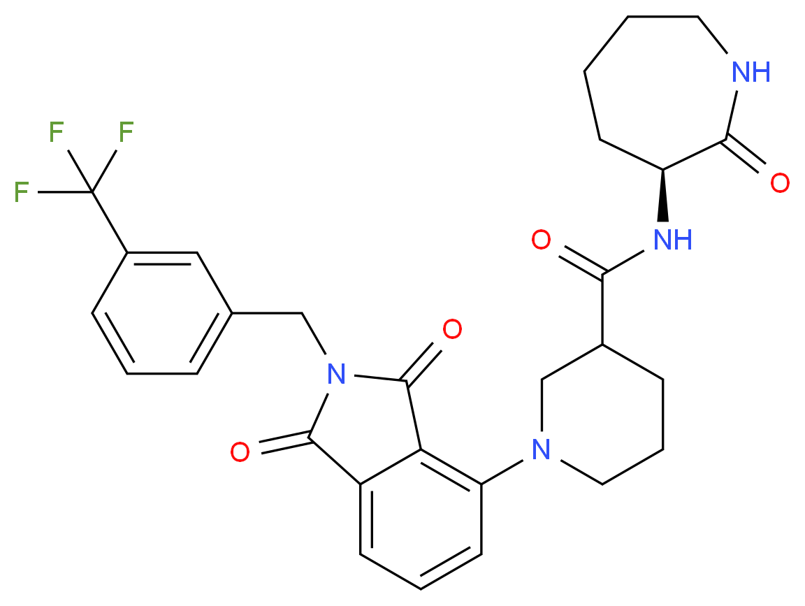 1-{1,3-dioxo-2-[3-(trifluoromethyl)benzyl]-2,3-dihydro-1H-isoindol-4-yl}-N-[(3S)-2-oxo-3-azepanyl]-3-piperidinecarboxamide_Molecular_structure_CAS_)