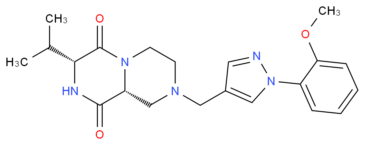 (3R,9aR)-3-isopropyl-8-{[1-(2-methoxyphenyl)-1H-pyrazol-4-yl]methyl}tetrahydro-2H-pyrazino[1,2-a]pyrazine-1,4(3H,6H)-dione_Molecular_structure_CAS_)