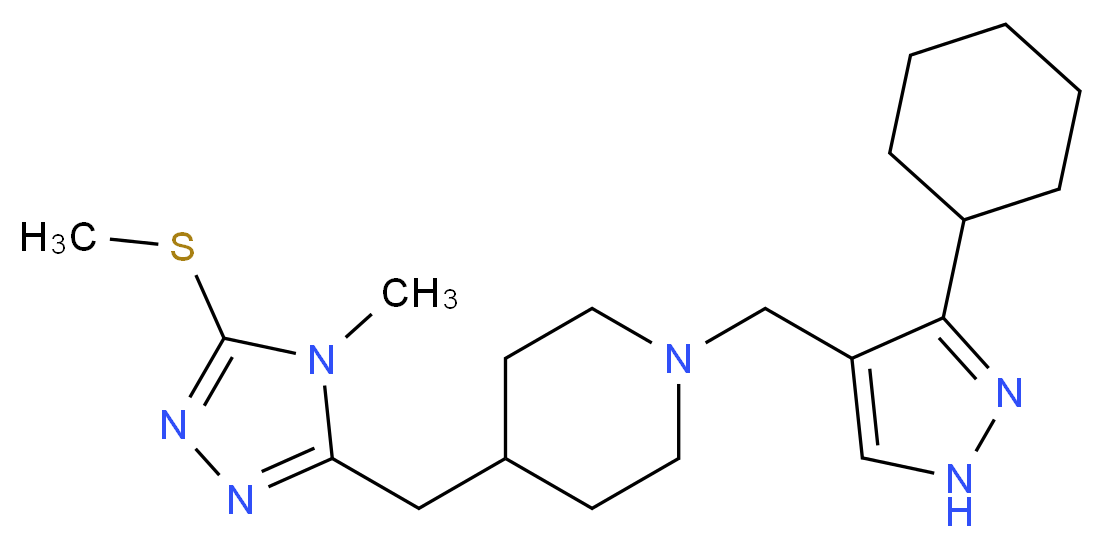 1-[(3-cyclohexyl-1H-pyrazol-4-yl)methyl]-4-{[4-methyl-5-(methylthio)-4H-1,2,4-triazol-3-yl]methyl}piperidine_Molecular_structure_CAS_)