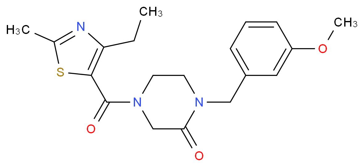 4-[(4-ethyl-2-methyl-1,3-thiazol-5-yl)carbonyl]-1-(3-methoxybenzyl)-2-piperazinone_Molecular_structure_CAS_)