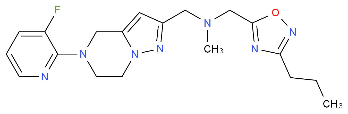 1-[5-(3-fluoro-2-pyridinyl)-4,5,6,7-tetrahydropyrazolo[1,5-a]pyrazin-2-yl]-N-methyl-N-[(3-propyl-1,2,4-oxadiazol-5-yl)methyl]methanamine_Molecular_structure_CAS_)