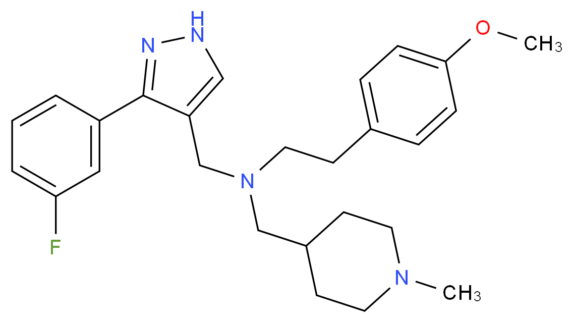 N-{[3-(3-fluorophenyl)-1H-pyrazol-4-yl]methyl}-2-(4-methoxyphenyl)-N-[(1-methyl-4-piperidinyl)methyl]ethanamine_Molecular_structure_CAS_)