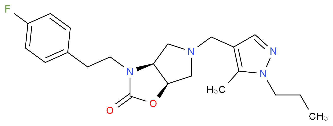 (3aS*,6aR*)-3-[2-(4-fluorophenyl)ethyl]-5-[(5-methyl-1-propyl-1H-pyrazol-4-yl)methyl]hexahydro-2H-pyrrolo[3,4-d][1,3]oxazol-2-one_Molecular_structure_CAS_)