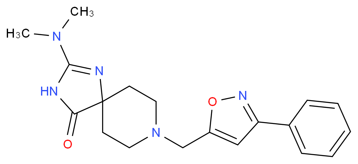 2-(dimethylamino)-8-[(3-phenylisoxazol-5-yl)methyl]-1,3,8-triazaspiro[4.5]dec-1-en-4-one_Molecular_structure_CAS_)