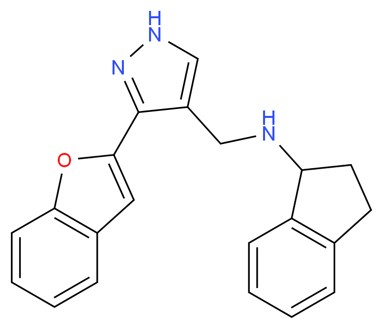 N-{[3-(1-benzofuran-2-yl)-1H-pyrazol-4-yl]methyl}-1-indanamine_Molecular_structure_CAS_)