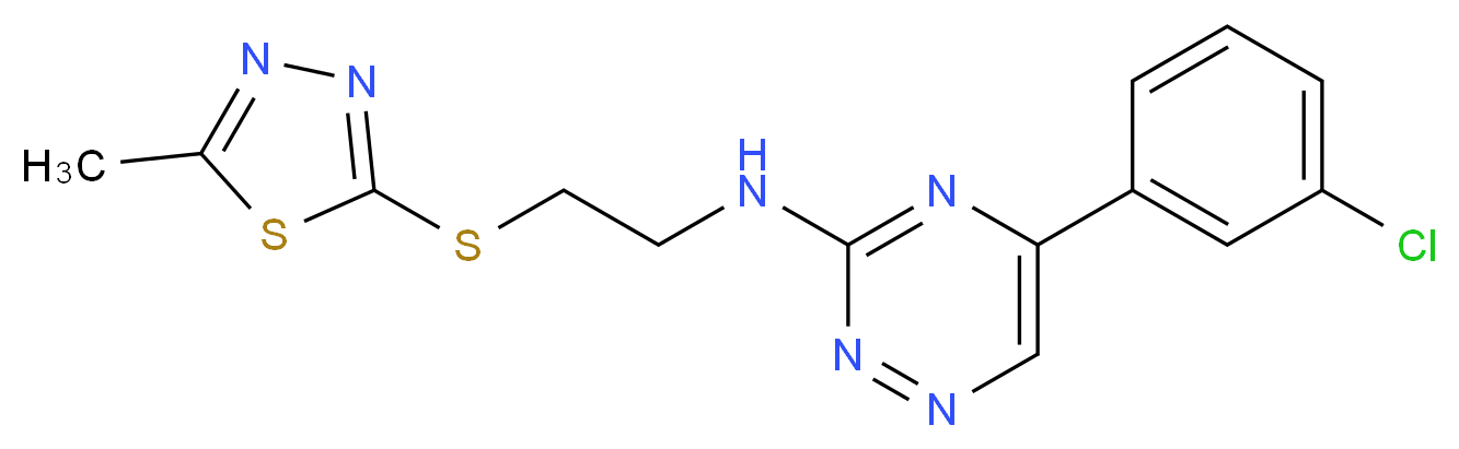 5-(3-chlorophenyl)-N-{2-[(5-methyl-1,3,4-thiadiazol-2-yl)thio]ethyl}-1,2,4-triazin-3-amine_Molecular_structure_CAS_)