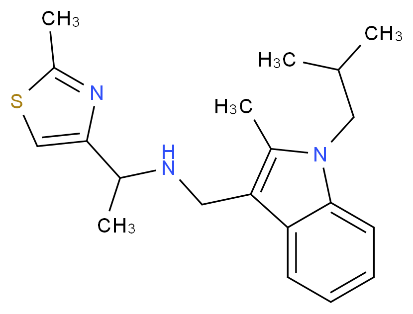 N-[(1-isobutyl-2-methyl-1H-indol-3-yl)methyl]-1-(2-methyl-1,3-thiazol-4-yl)ethanamine_Molecular_structure_CAS_)