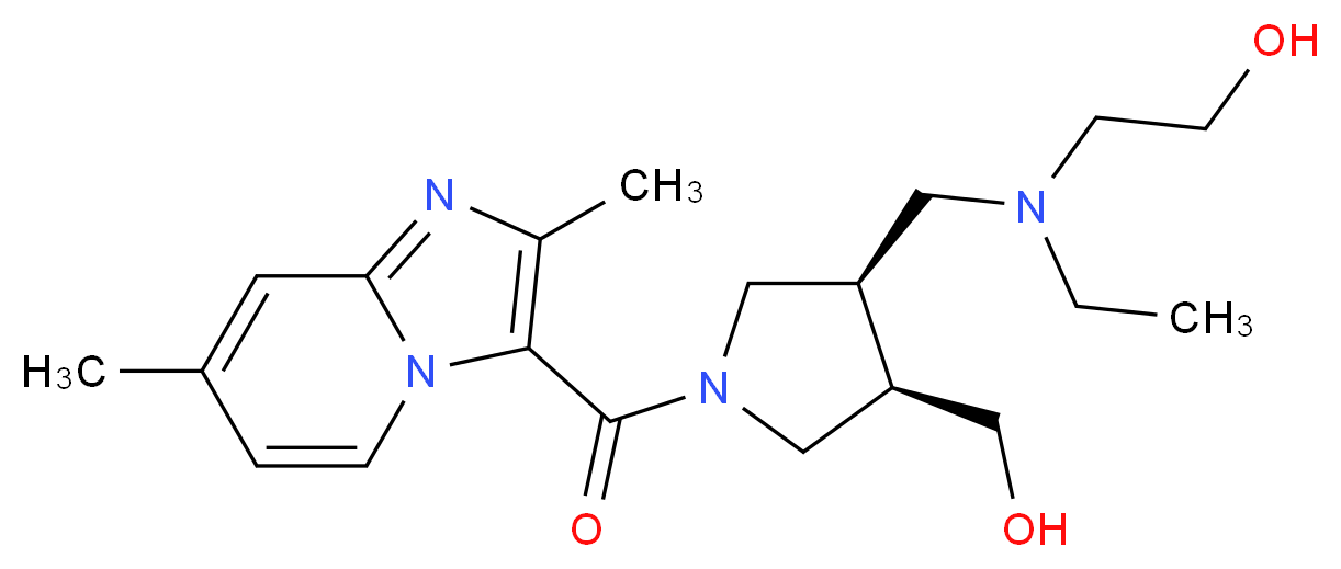2-[{[(3R*,4R*)-1-[(2,7-dimethylimidazo[1,2-a]pyridin-3-yl)carbonyl]-4-(hydroxymethyl)pyrrolidin-3-yl]methyl}(ethyl)amino]ethanol_Molecular_structure_CAS_)