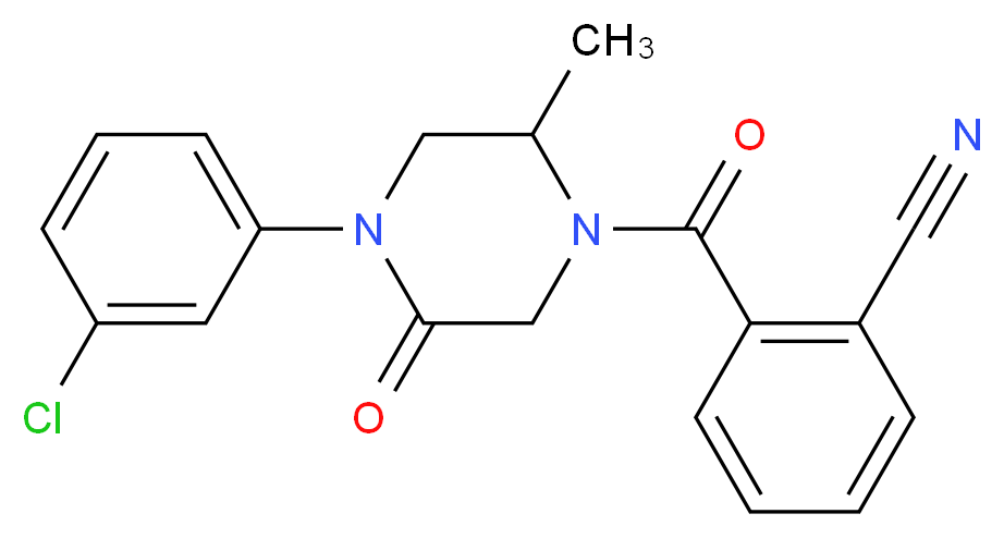 2-{[4-(3-chlorophenyl)-2-methyl-5-oxo-1-piperazinyl]carbonyl}benzonitrile_Molecular_structure_CAS_)