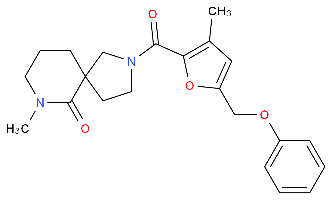 7-methyl-2-[3-methyl-5-(phenoxymethyl)-2-furoyl]-2,7-diazaspiro[4.5]decan-6-one_Molecular_structure_CAS_)