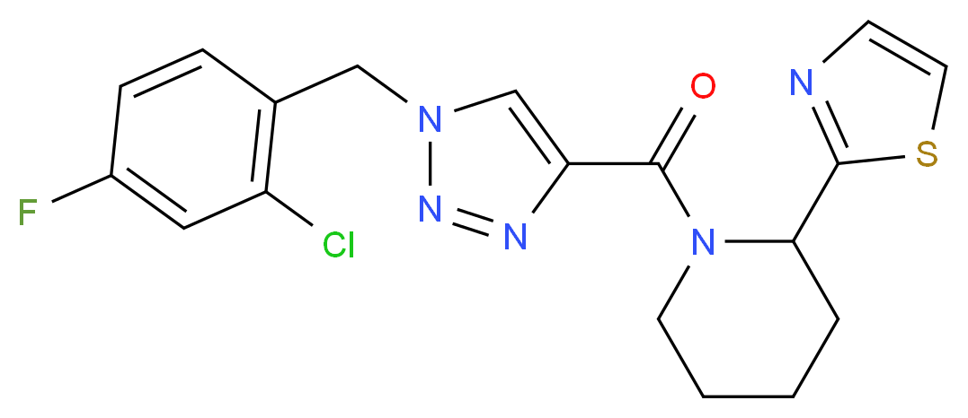 1-{[1-(2-chloro-4-fluorobenzyl)-1H-1,2,3-triazol-4-yl]carbonyl}-2-(1,3-thiazol-2-yl)piperidine_Molecular_structure_CAS_)
