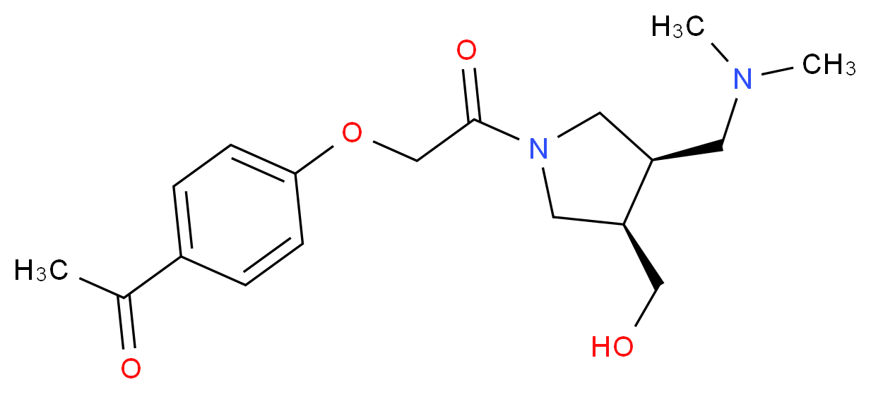 1-(4-{2-[(3R*,4R*)-3-[(dimethylamino)methyl]-4-(hydroxymethyl)pyrrolidin-1-yl]-2-oxoethoxy}phenyl)ethanone_Molecular_structure_CAS_)