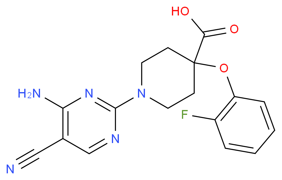 1-(4-amino-5-cyanopyrimidin-2-yl)-4-(2-fluorophenoxy)piperidine-4-carboxylic acid_Molecular_structure_CAS_)