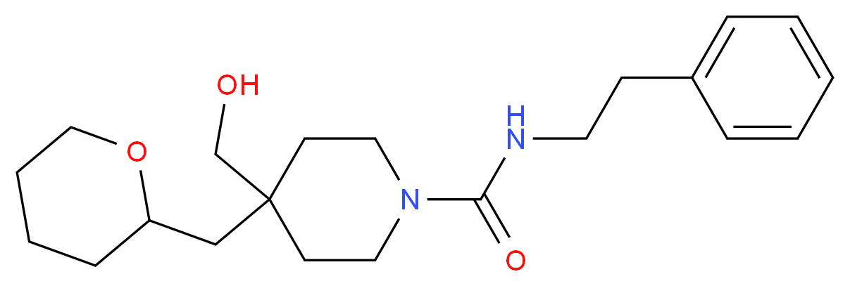 4-(hydroxymethyl)-N-(2-phenylethyl)-4-(tetrahydro-2H-pyran-2-ylmethyl)-1-piperidinecarboxamide_Molecular_structure_CAS_)
