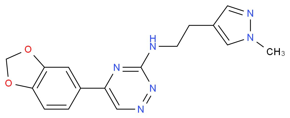 5-(1,3-benzodioxol-5-yl)-N-[2-(1-methyl-1H-pyrazol-4-yl)ethyl]-1,2,4-triazin-3-amine_Molecular_structure_CAS_)