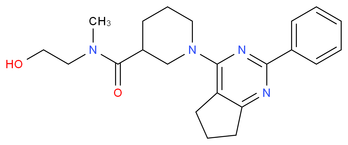 N-(2-hydroxyethyl)-N-methyl-1-(2-phenyl-6,7-dihydro-5H-cyclopenta[d]pyrimidin-4-yl)-3-piperidinecarboxamide_Molecular_structure_CAS_)