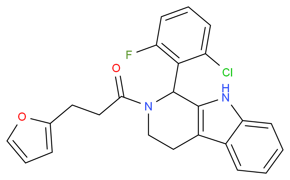 1-(2-chloro-6-fluorophenyl)-2-[3-(2-furyl)propanoyl]-2,3,4,9-tetrahydro-1H-beta-carboline_Molecular_structure_CAS_)