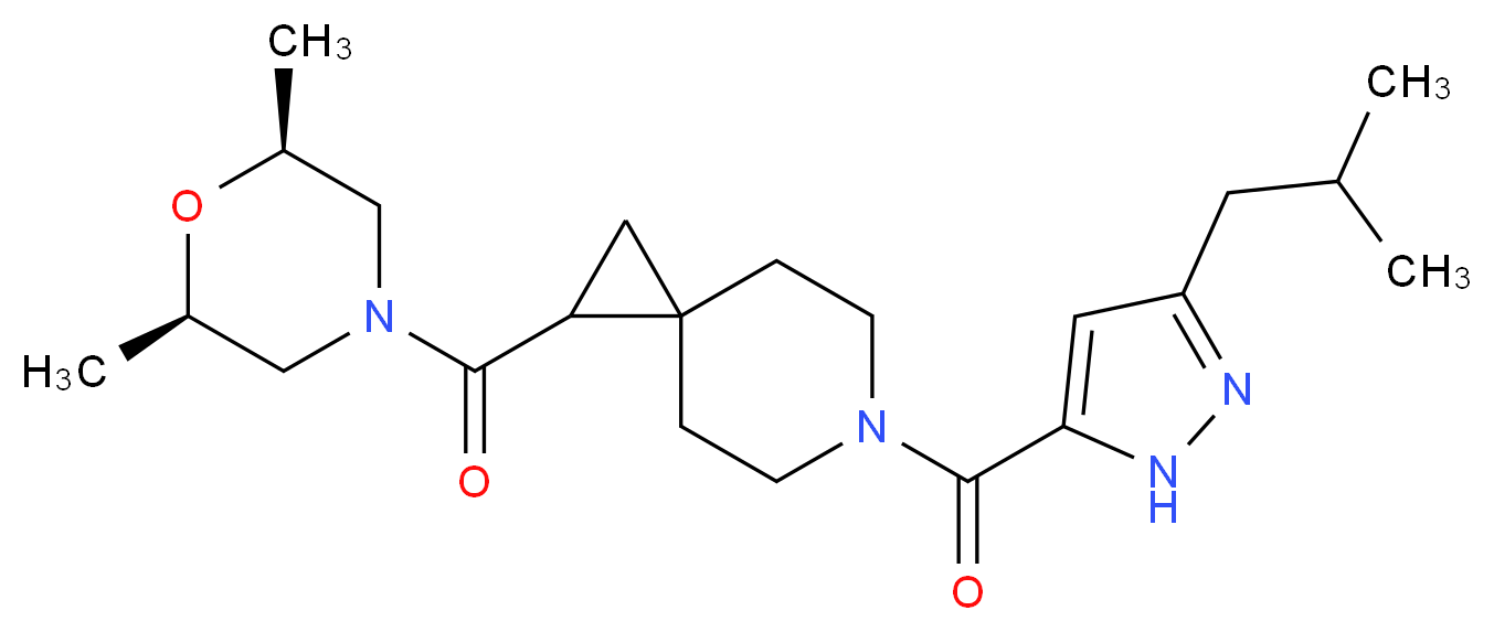 1-{[(2R*,6S*)-2,6-dimethyl-4-morpholinyl]carbonyl}-6-[(3-isobutyl-1H-pyrazol-5-yl)carbonyl]-6-azaspiro[2.5]octane_Molecular_structure_CAS_)