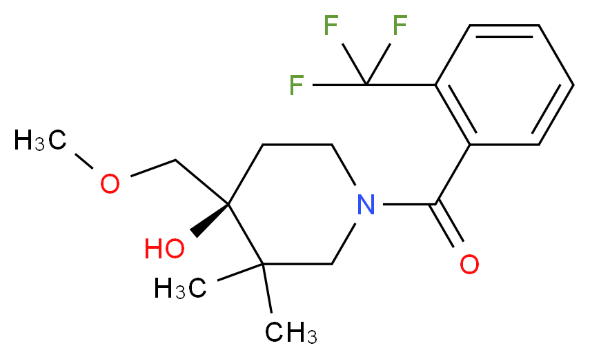 (4S*)-4-(methoxymethyl)-3,3-dimethyl-1-[2-(trifluoromethyl)benzoyl]piperidin-4-ol_Molecular_structure_CAS_)