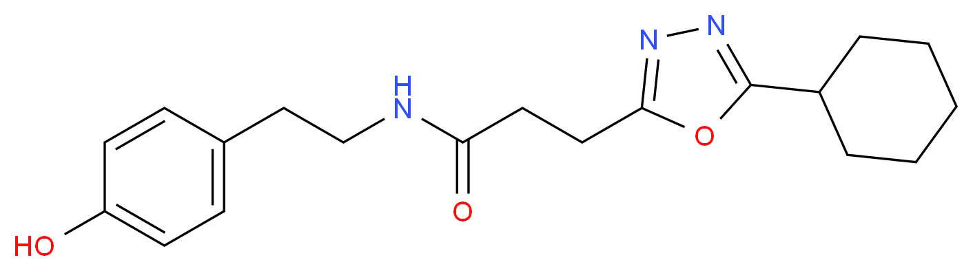 3-(5-cyclohexyl-1,3,4-oxadiazol-2-yl)-N-[2-(4-hydroxyphenyl)ethyl]propanamide_Molecular_structure_CAS_)