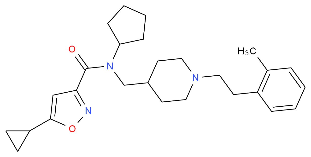 N-cyclopentyl-5-cyclopropyl-N-({1-[2-(2-methylphenyl)ethyl]-4-piperidinyl}methyl)-3-isoxazolecarboxamide_Molecular_structure_CAS_)