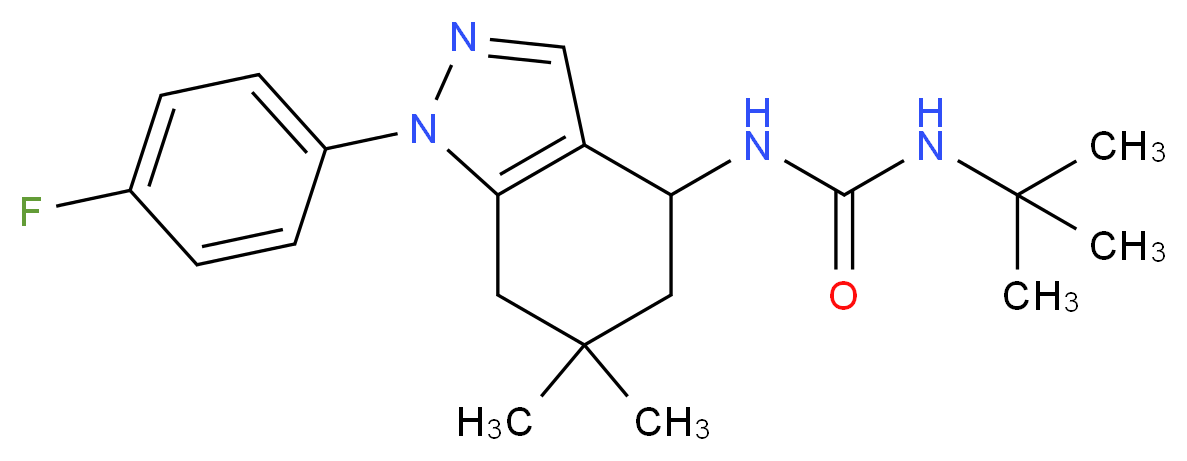 N-(tert-butyl)-N'-[1-(4-fluorophenyl)-6,6-dimethyl-4,5,6,7-tetrahydro-1H-indazol-4-yl]urea_Molecular_structure_CAS_)