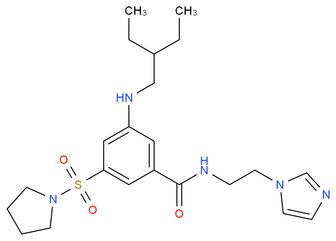 3-[(2-ethylbutyl)amino]-N-[2-(1H-imidazol-1-yl)ethyl]-5-(1-pyrrolidinylsulfonyl)benzamide_Molecular_structure_CAS_)