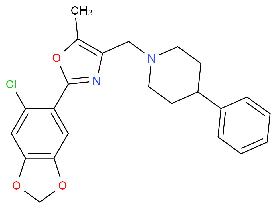 1-{[2-(6-chloro-1,3-benzodioxol-5-yl)-5-methyl-1,3-oxazol-4-yl]methyl}-4-phenylpiperidine_Molecular_structure_CAS_)