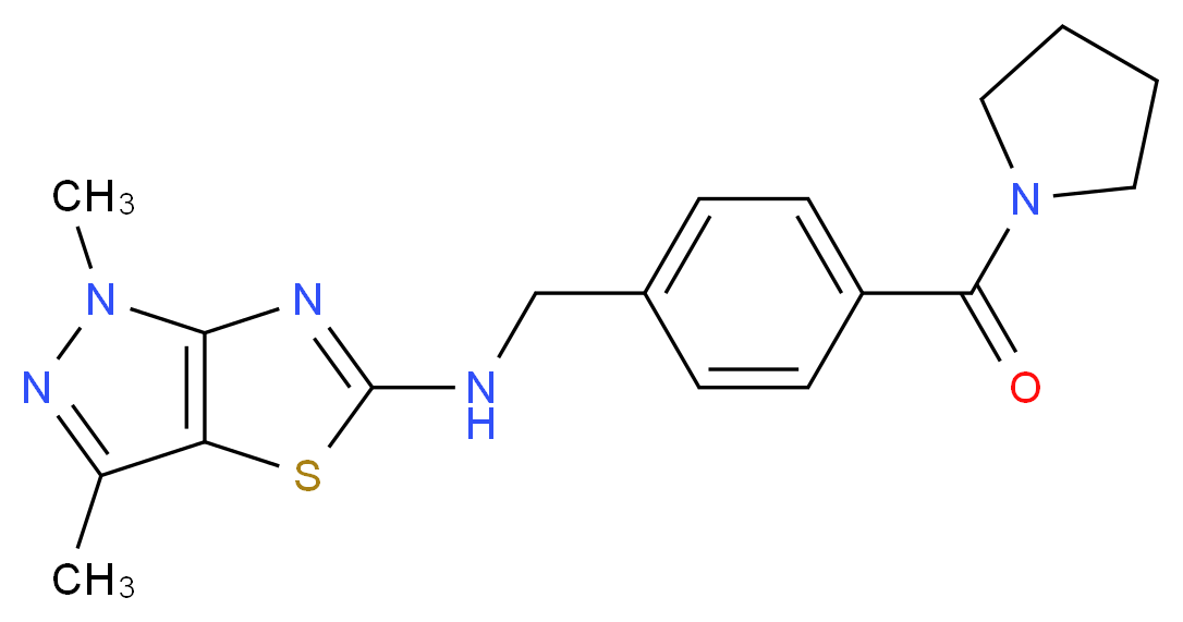 1,3-dimethyl-N-[4-(pyrrolidin-1-ylcarbonyl)benzyl]-1H-pyrazolo[3,4-d][1,3]thiazol-5-amine_Molecular_structure_CAS_)