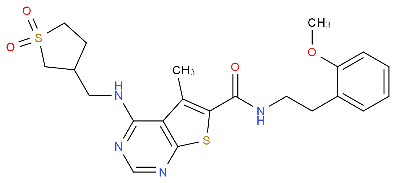 4-{[(1,1-dioxidotetrahydro-3-thienyl)methyl]amino}-N-[2-(2-methoxyphenyl)ethyl]-5-methylthieno[2,3-d]pyrimidine-6-carboxamide_Molecular_structure_CAS_)