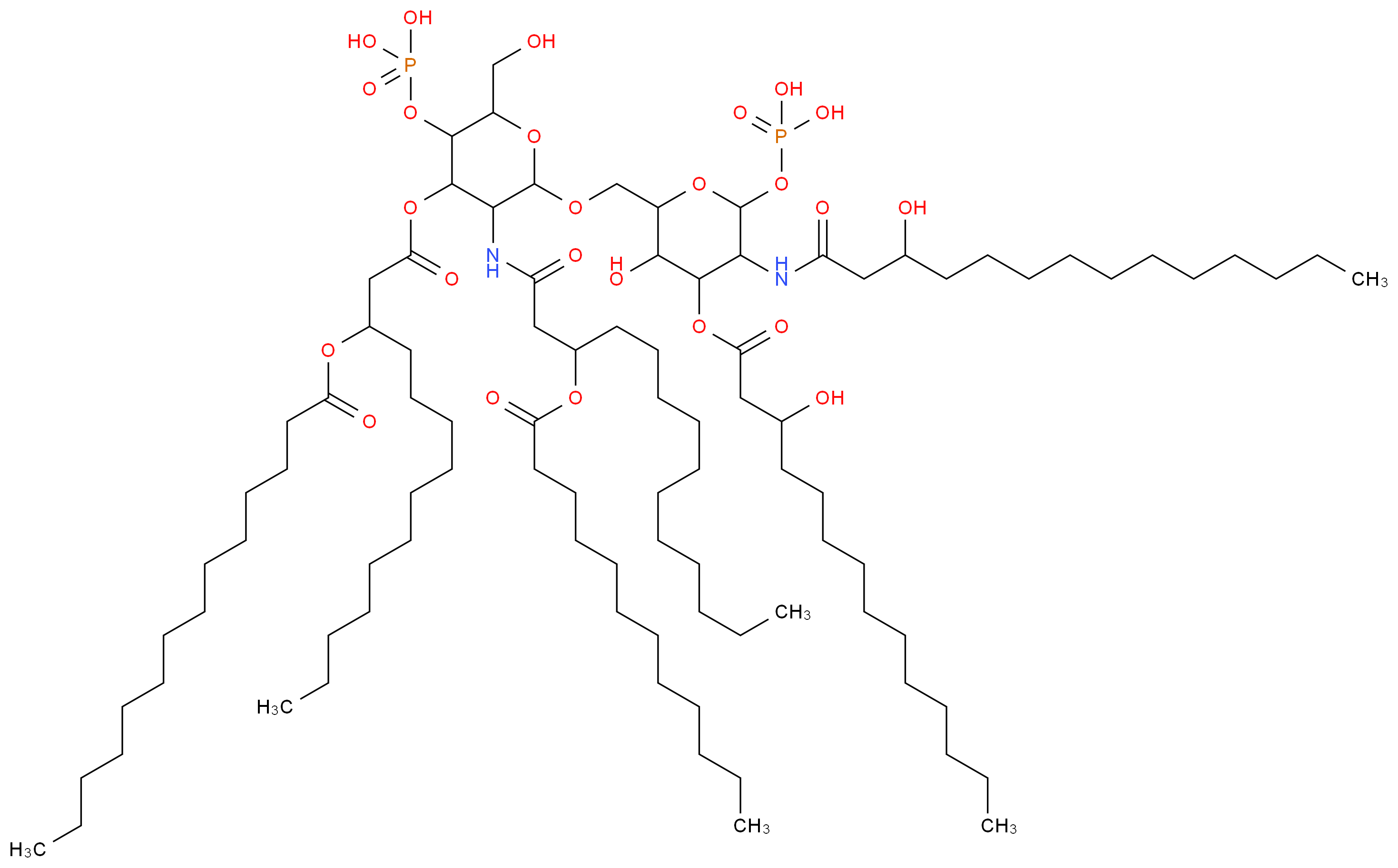 Lipid A, diphosphoryl from Salmonella enterica serotype minnesota Re 595 (Re mutant)_Molecular_structure_CAS_95991-05-2)