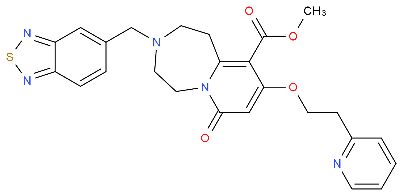 methyl 3-(2,1,3-benzothiadiazol-5-ylmethyl)-7-oxo-9-[2-(2-pyridinyl)ethoxy]-1,2,3,4,5,7-hexahydropyrido[1,2-d][1,4]diazepine-10-carboxylate_Molecular_structure_CAS_)