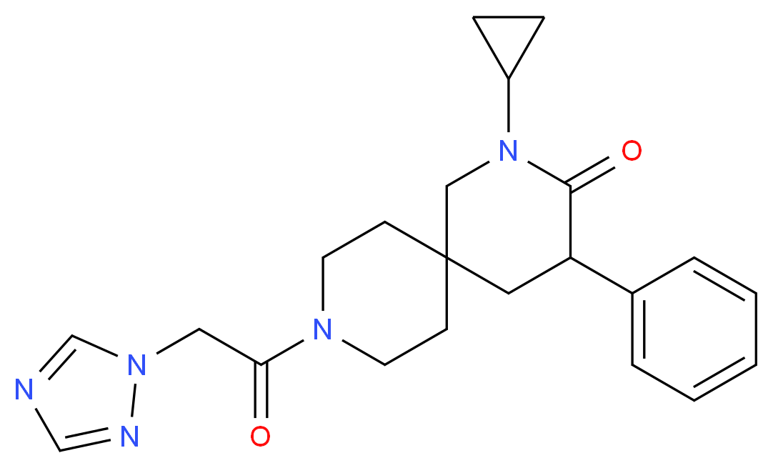 2-cyclopropyl-4-phenyl-9-(1H-1,2,4-triazol-1-ylacetyl)-2,9-diazaspiro[5.5]undecan-3-one_Molecular_structure_CAS_)