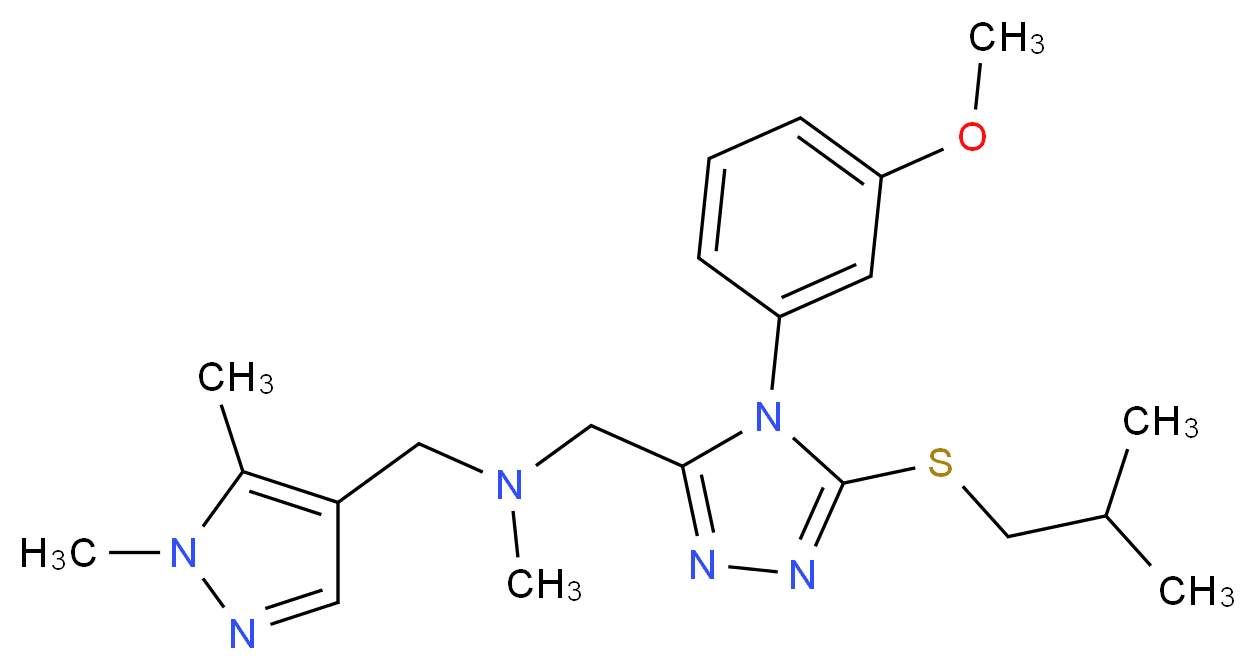 1-(1,5-dimethyl-1H-pyrazol-4-yl)-N-{[5-(isobutylthio)-4-(3-methoxyphenyl)-4H-1,2,4-triazol-3-yl]methyl}-N-methylmethanamine_Molecular_structure_CAS_)