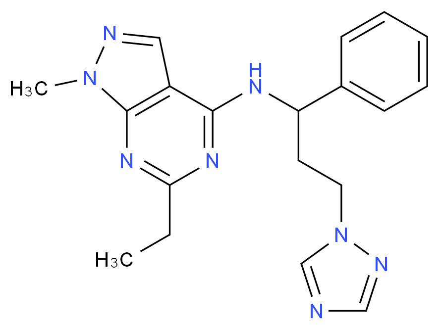 6-ethyl-1-methyl-N-[1-phenyl-3-(1H-1,2,4-triazol-1-yl)propyl]-1H-pyrazolo[3,4-d]pyrimidin-4-amine_Molecular_structure_CAS_)