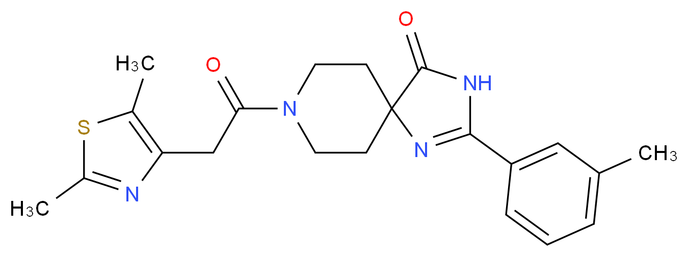 8-[(2,5-dimethyl-1,3-thiazol-4-yl)acetyl]-2-(3-methylphenyl)-1,3,8-triazaspiro[4.5]dec-1-en-4-one_Molecular_structure_CAS_)