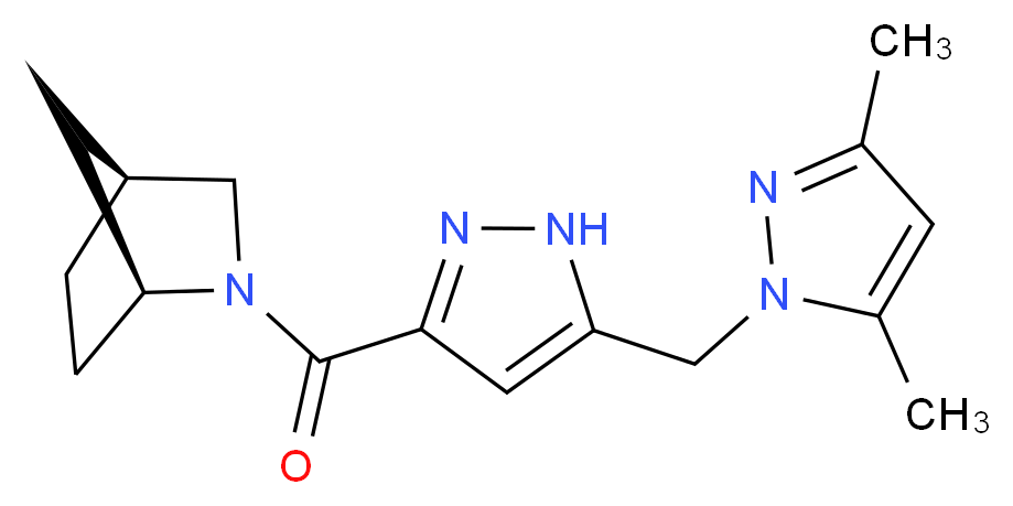 (1S*,4S*)-2-({5-[(3,5-dimethyl-1H-pyrazol-1-yl)methyl]-1H-pyrazol-3-yl}carbonyl)-2-azabicyclo[2.2.1]heptane_Molecular_structure_CAS_)