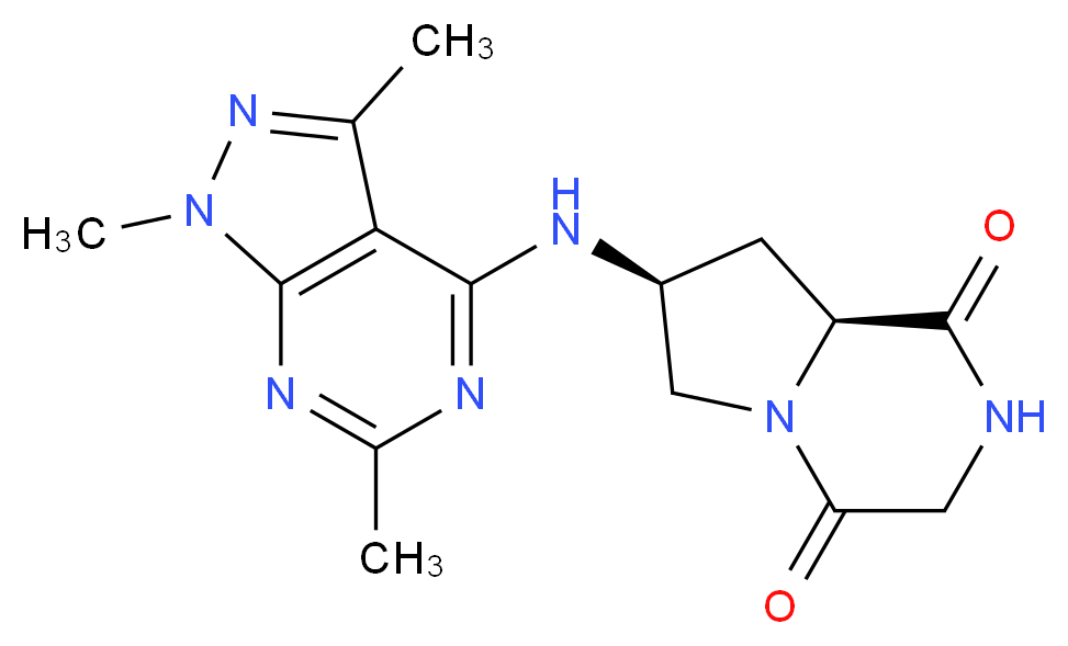 (7S,8aS)-7-[(1,3,6-trimethyl-1H-pyrazolo[3,4-d]pyrimidin-4-yl)amino]hexahydropyrrolo[1,2-a]pyrazine-1,4-dione_Molecular_structure_CAS_)