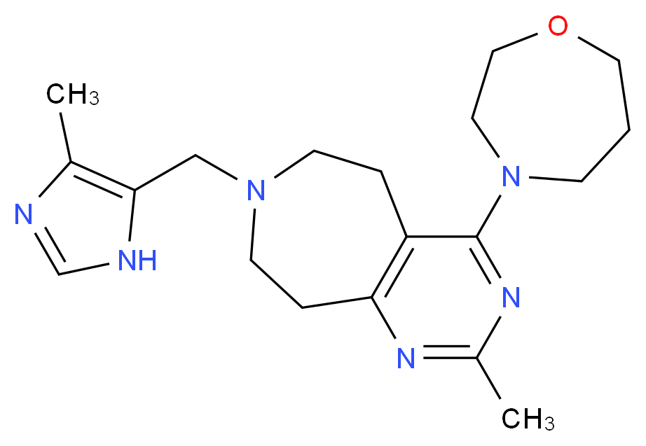 2-methyl-7-[(4-methyl-1H-imidazol-5-yl)methyl]-4-(1,4-oxazepan-4-yl)-6,7,8,9-tetrahydro-5H-pyrimido[4,5-d]azepine_Molecular_structure_CAS_)