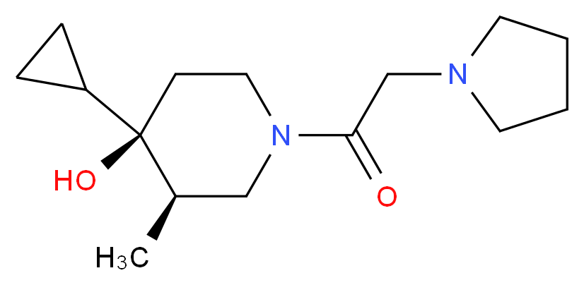 (3R*,4R*)-4-cyclopropyl-3-methyl-1-(1-pyrrolidinylacetyl)-4-piperidinol_Molecular_structure_CAS_)