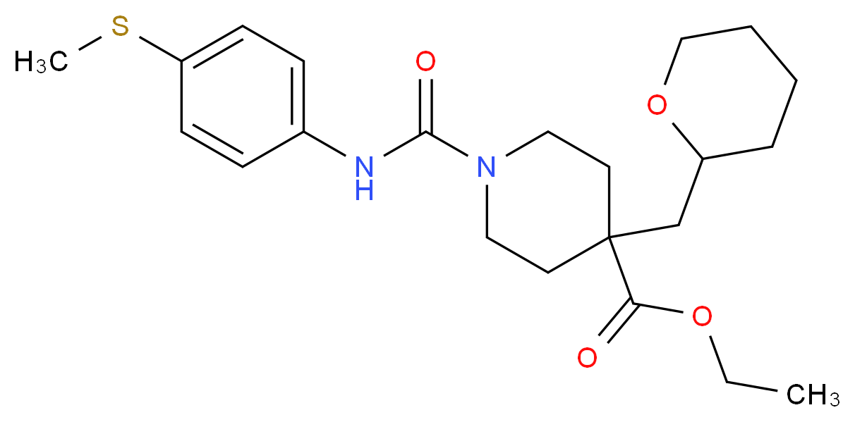 ethyl 1-({[4-(methylthio)phenyl]amino}carbonyl)-4-(tetrahydro-2H-pyran-2-ylmethyl)-4-piperidinecarboxylate_Molecular_structure_CAS_)