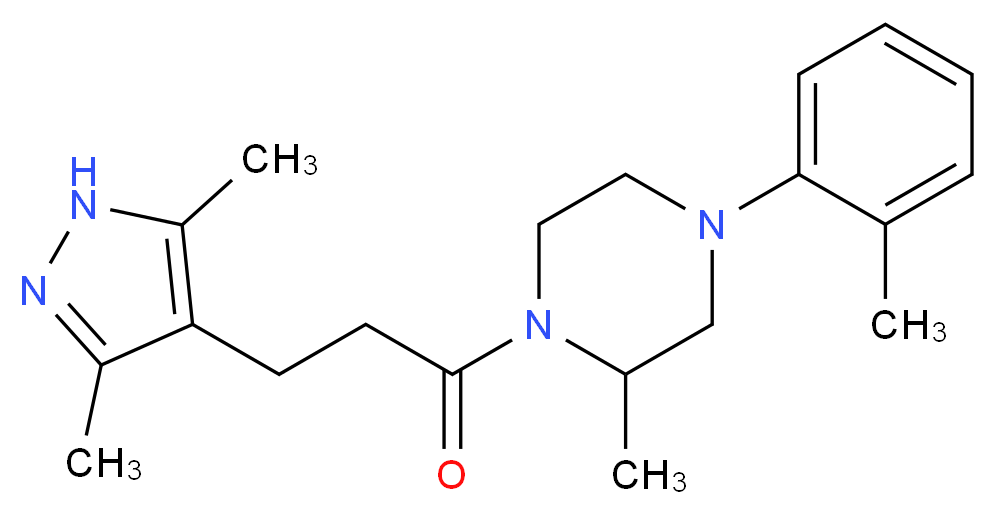 1-[3-(3,5-dimethyl-1H-pyrazol-4-yl)propanoyl]-2-methyl-4-(2-methylphenyl)piperazine_Molecular_structure_CAS_)