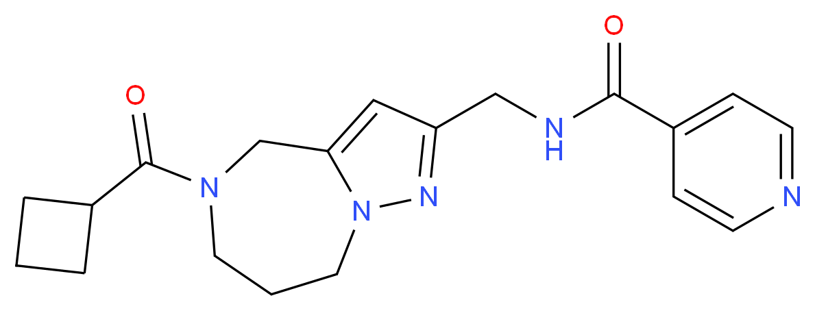 N-{[5-(cyclobutylcarbonyl)-5,6,7,8-tetrahydro-4H-pyrazolo[1,5-a][1,4]diazepin-2-yl]methyl}isonicotinamide_Molecular_structure_CAS_)