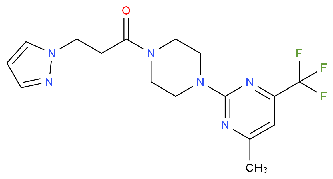 4-methyl-2-{4-[3-(1H-pyrazol-1-yl)propanoyl]-1-piperazinyl}-6-(trifluoromethyl)pyrimidine_Molecular_structure_CAS_)