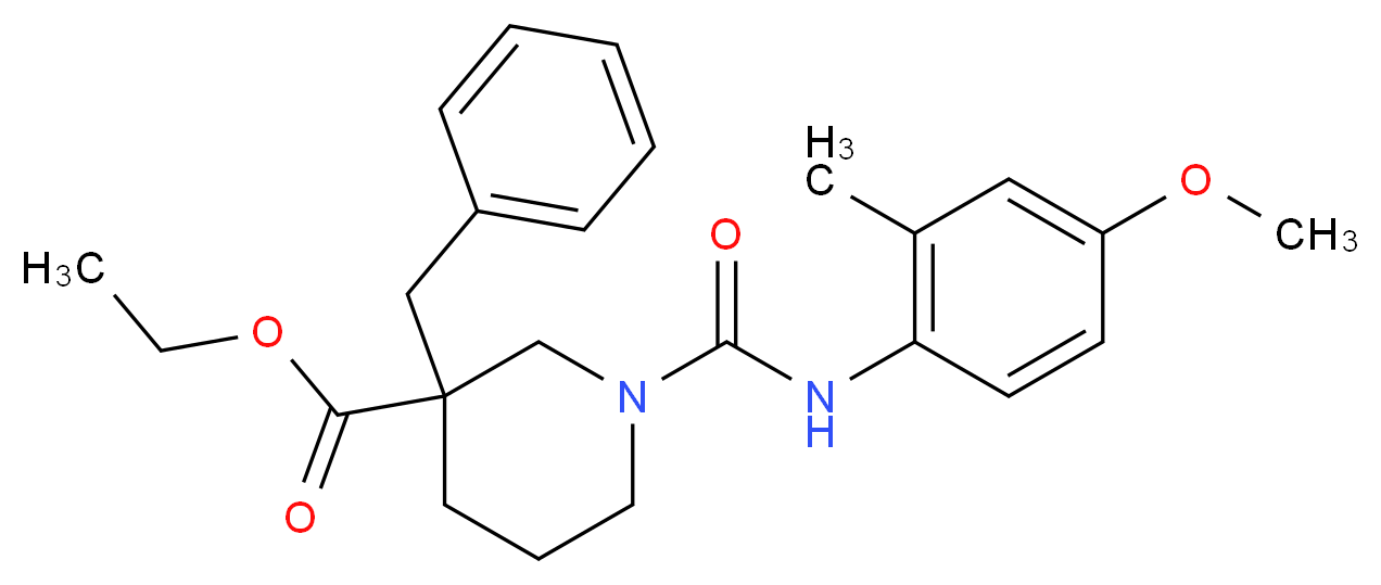 ethyl 3-benzyl-1-{[(4-methoxy-2-methylphenyl)amino]carbonyl}-3-piperidinecarboxylate_Molecular_structure_CAS_)