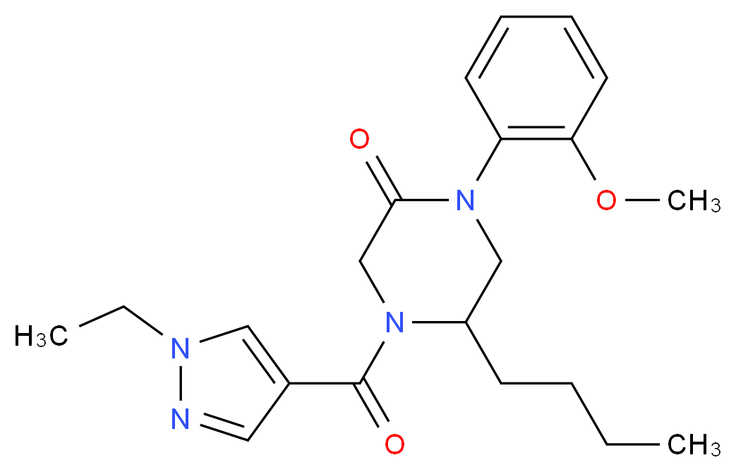5-butyl-4-[(1-ethyl-1H-pyrazol-4-yl)carbonyl]-1-(2-methoxyphenyl)-2-piperazinone_Molecular_structure_CAS_)