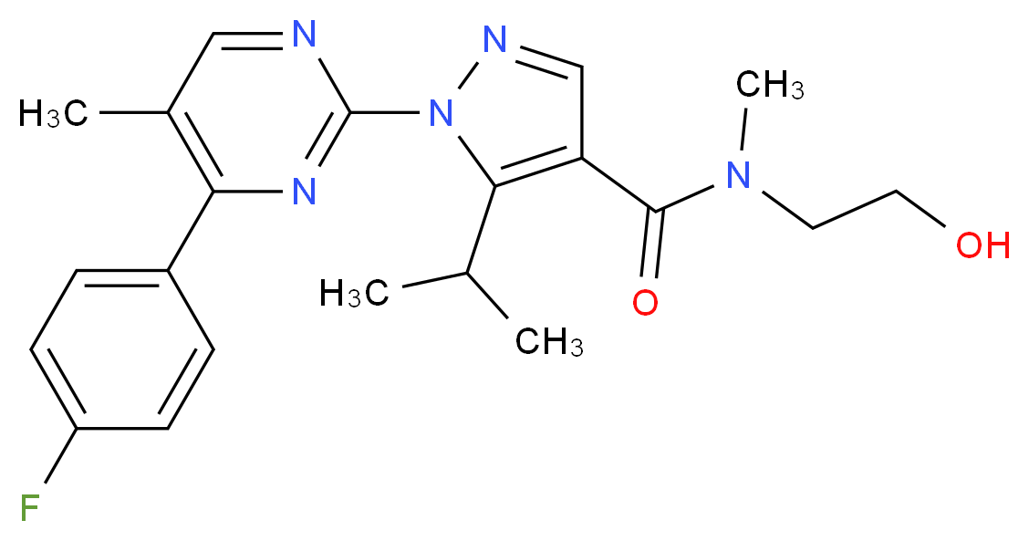 1-[4-(4-fluorophenyl)-5-methyl-2-pyrimidinyl]-N-(2-hydroxyethyl)-5-isopropyl-N-methyl-1H-pyrazole-4-carboxamide_Molecular_structure_CAS_)