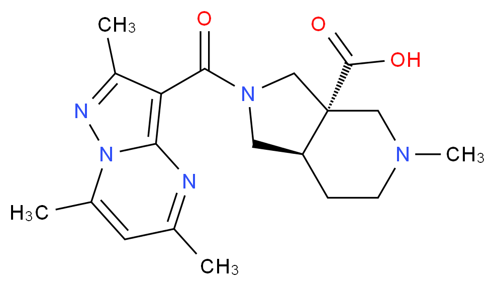 (3aS*,7aR*)-5-methyl-2-[(2,5,7-trimethylpyrazolo[1,5-a]pyrimidin-3-yl)carbonyl]octahydro-3aH-pyrrolo[3,4-c]pyridine-3a-carboxylic acid_Molecular_structure_CAS_)