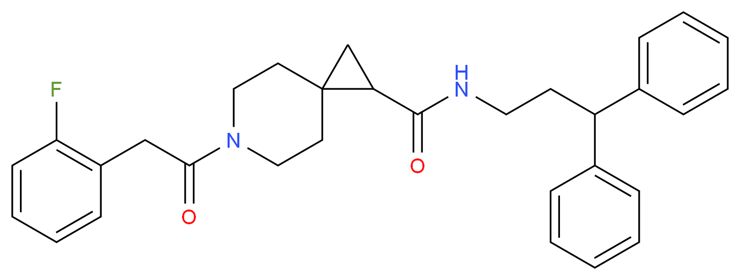 N-(3,3-diphenylpropyl)-6-[(2-fluorophenyl)acetyl]-6-azaspiro[2.5]octane-1-carboxamide_Molecular_structure_CAS_)